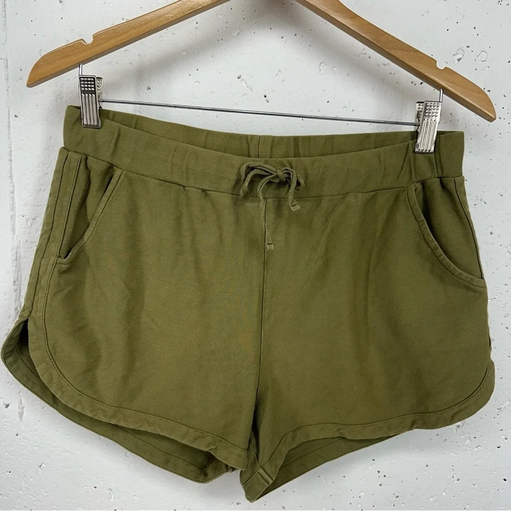 Bobi Los Angeles Size Medium Olive Green Knit Twill Shorts